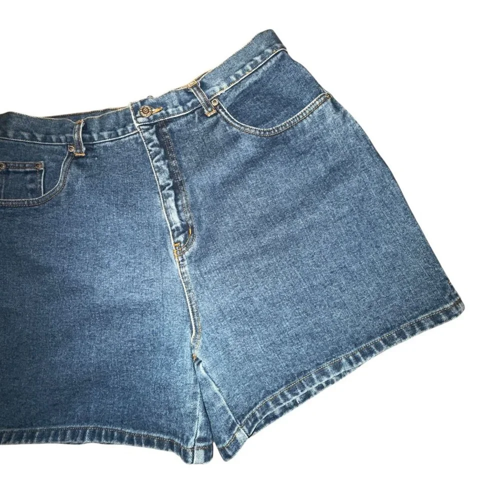 Vintage Halston Medium Wash Mom Shorts Womens 16 Retro Pockets Logo Blue - Picture 4 of 7